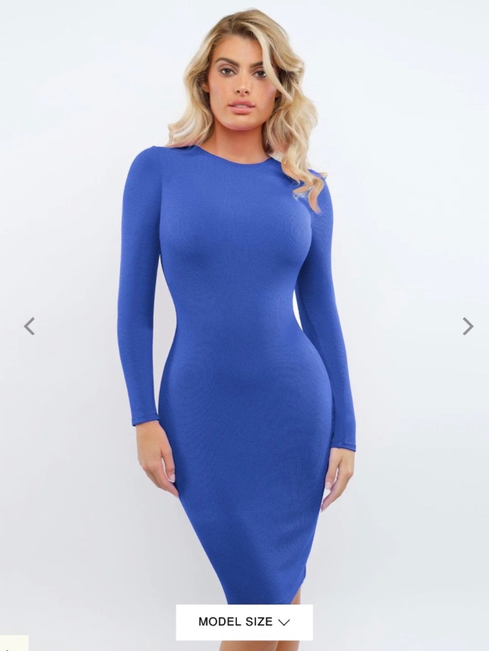 Popilush Long Sleeve Blue Midi Dress